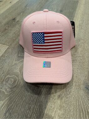 Unbranded Women's Pink Baseball Cap with American Flag Patch